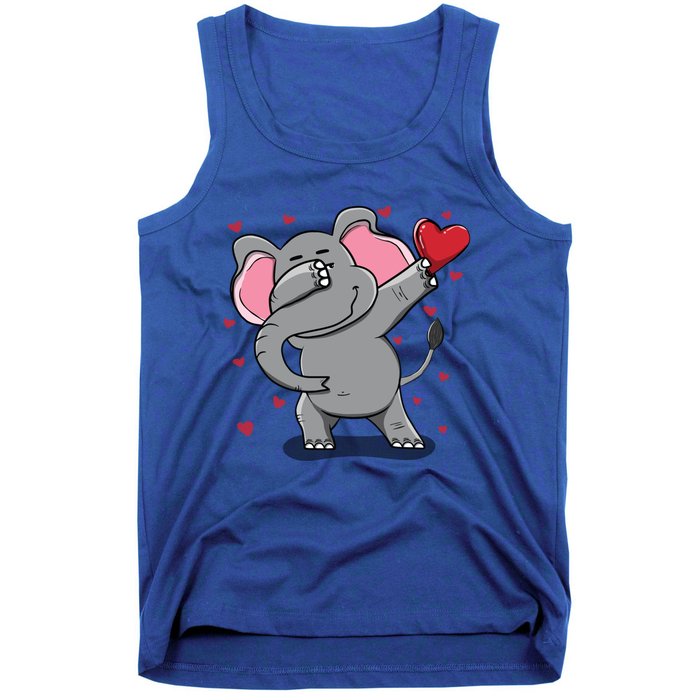 Funny Dabbing Elephant Heart Valentine's Day Gift Funny Gift Tank Top