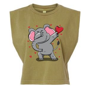 Funny Dabbing Elephant Heart Valentine's Day Gift Funny Gift Garment-Dyed Women's Muscle Tee