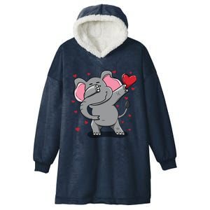 Funny Dabbing Elephant Heart Valentine's Day Gift Funny Gift Hooded Wearable Blanket