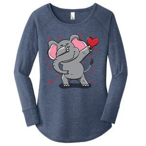 Funny Dabbing Elephant Heart Valentine's Day Gift Funny Gift Women's Perfect Tri Tunic Long Sleeve Shirt