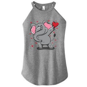 Funny Dabbing Elephant Heart Valentine's Day Gift Funny Gift Women's Perfect Tri Rocker Tank