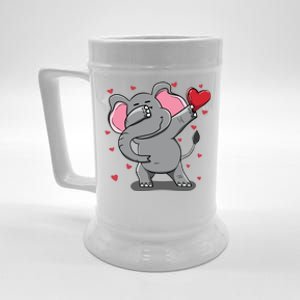 Funny Dabbing Elephant Heart Valentine's Day Gift Funny Gift Beer Stein