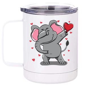 Funny Dabbing Elephant Heart Valentine's Day Gift Funny Gift 12 oz Stainless Steel Tumbler Cup