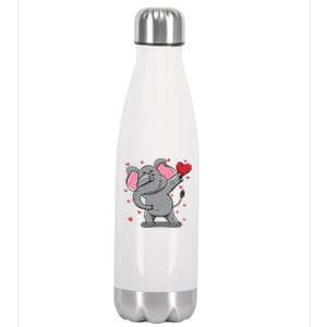 Funny Dabbing Elephant Heart Valentine's Day Gift Funny Gift Stainless Steel Insulated Water Bottle