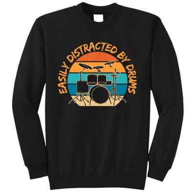 Funny Drummer Easily Distracted By Drums Drum Set Drumming Sweatshirt