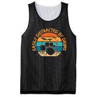 Funny Drummer Easily Distracted By Drums Drum Set Drumming Mesh Reversible Basketball Jersey Tank