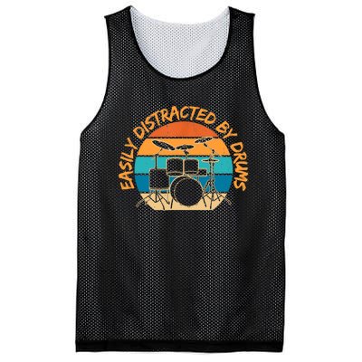 Funny Drummer Easily Distracted By Drums Drum Set Drumming Mesh Reversible Basketball Jersey Tank