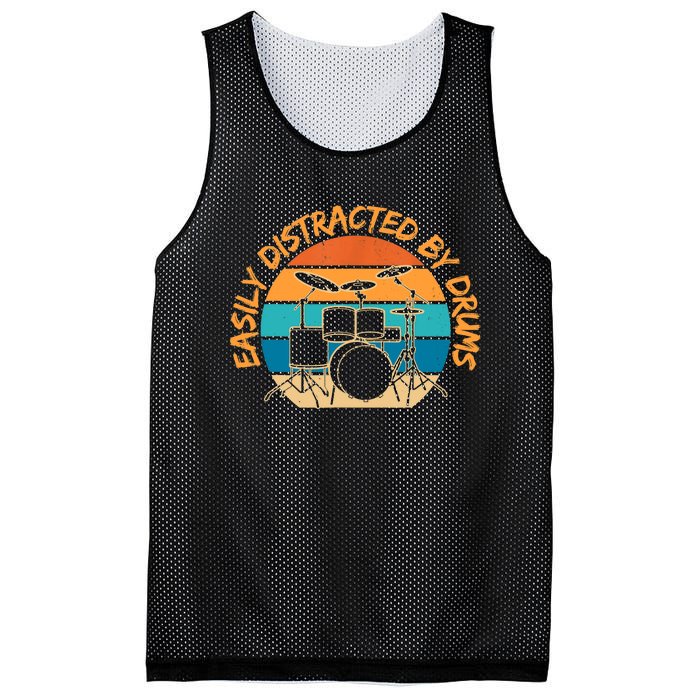 Funny Drummer Easily Distracted By Drums Drum Set Drumming Mesh Reversible Basketball Jersey Tank