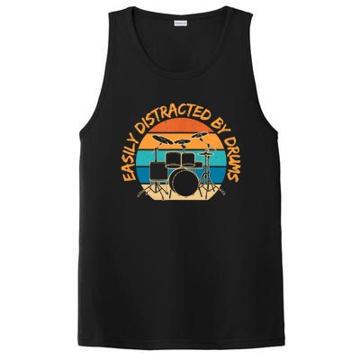 Funny Drummer Easily Distracted By Drums Drum Set Drumming PosiCharge Competitor Tank