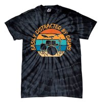 Funny Drummer Easily Distracted By Drums Drum Set Drumming Tie-Dye T-Shirt