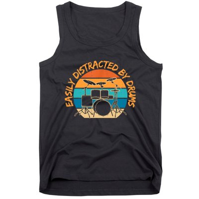 Funny Drummer Easily Distracted By Drums Drum Set Drumming Tank Top