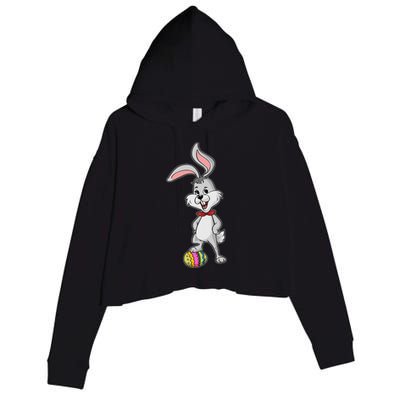 Funny Dabbing Easter Bunny Easter Egg Crop Fleece Hoodie