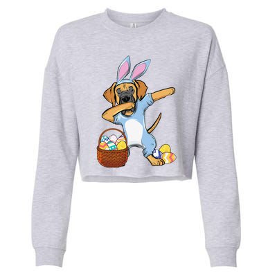 Funny Dabbing Easter Bunny Great Dane Cropped Pullover Crew