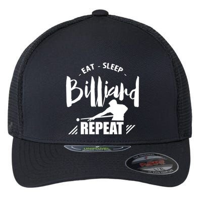 Father's Day Eat Sleep Billiards Repeat Pool Player Gift For Dad Flexfit Unipanel Trucker Cap