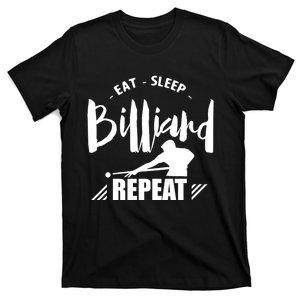 Father's Day Eat Sleep Billiards Repeat Pool Player Gift For Dad T-Shirt