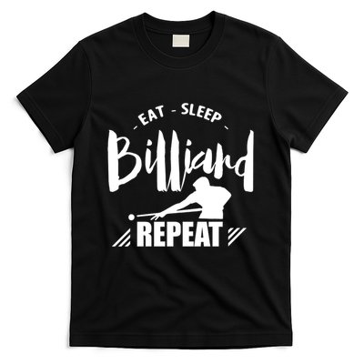 Father's Day Eat Sleep Billiards Repeat Pool Player Gift For Dad T-Shirt
