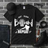 Father's Day Eat Sleep Billiards Repeat Pool Player Gift For Dad Tall T-Shirt