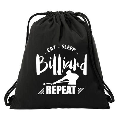 Father's Day Eat Sleep Billiards Repeat Pool Player Gift For Dad Drawstring Bag