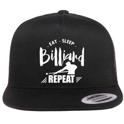 Father's Day Eat Sleep Billiards Repeat Pool Player Gift For Dad Flatbill Hat