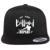 Father's Day Eat Sleep Billiards Repeat Pool Player Gift For Dad Flat Bill Trucker Hat