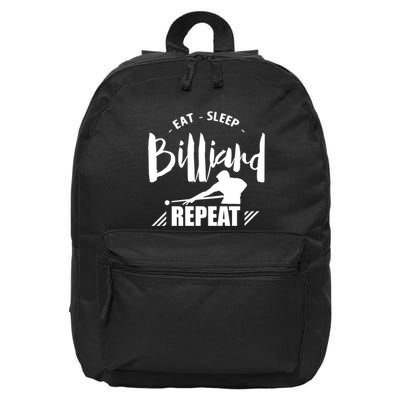 Father's Day Eat Sleep Billiards Repeat Pool Player Gift For Dad 16 in Basic Backpack