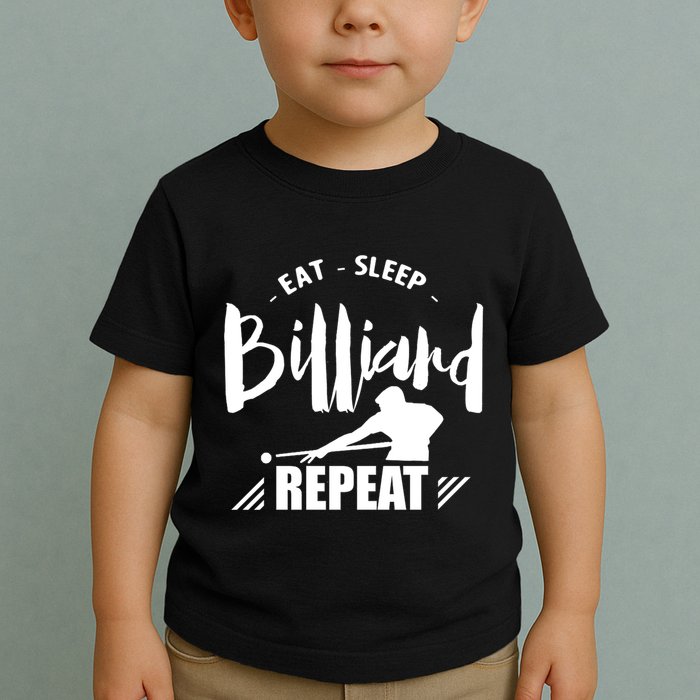 Father's Day Eat Sleep Billiards Repeat Pool Player Gift For Dad Toddler T-Shirt