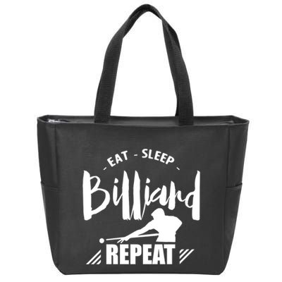 Father's Day Eat Sleep Billiards Repeat Pool Player Gift For Dad Zip Tote Bag