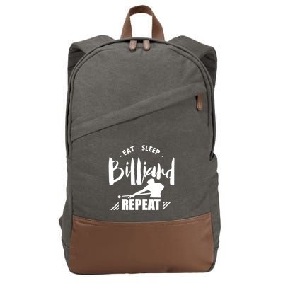 Father's Day Eat Sleep Billiards Repeat Pool Player Gift For Dad Cotton Canvas Backpack
