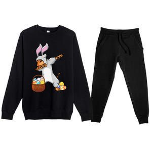 Funny Dabbing Easter Bunny Jaguar Leopard Premium Crewneck Sweatsuit Set