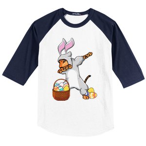 Funny Dabbing Easter Bunny Jaguar Leopard Baseball Sleeve Shirt