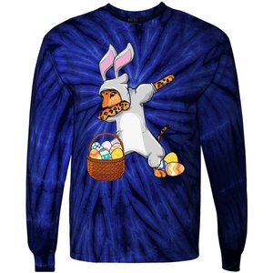 Funny Dabbing Easter Bunny Jaguar Leopard Tie-Dye Long Sleeve Shirt