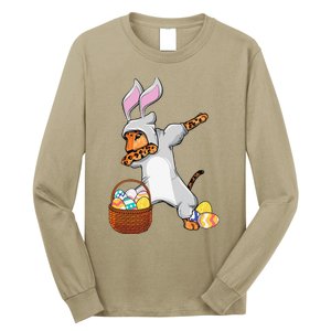 Funny Dabbing Easter Bunny Jaguar Leopard Long Sleeve Shirt