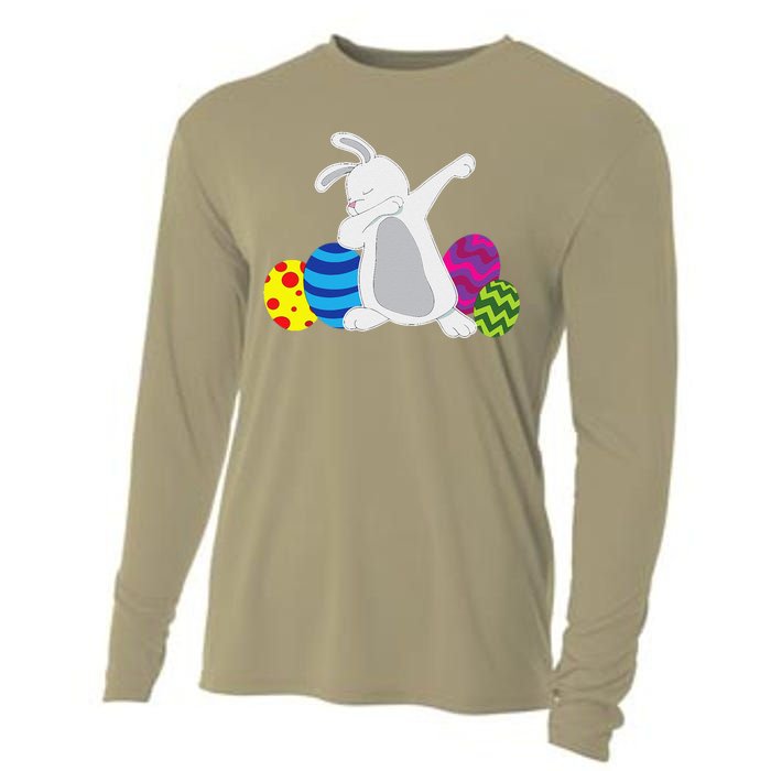 Funny Dabbing Easter Bunny Rabbit For Funny Cooling Performance Long Sleeve Crew