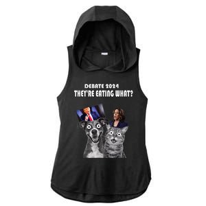 Funny Debate Election 2024 Pets Dog Cat TheyRe Eating What Ladies PosiCharge Tri-Blend Wicking Draft Hoodie Tank