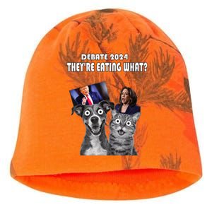 Funny Debate Election 2024 Pets Dog Cat TheyRe Eating What Kati - Camo Knit Beanie