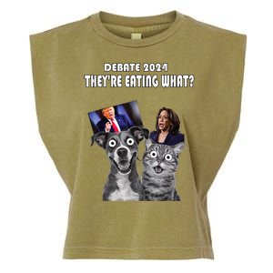 Funny Debate Election 2024 Pets Dog Cat TheyRe Eating What Garment-Dyed Women's Muscle Tee