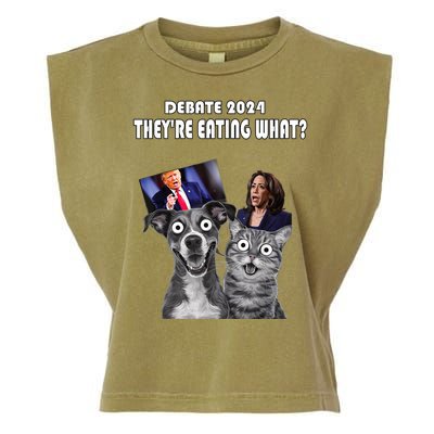 Funny Debate Election 2024 Pets Dog Cat TheyRe Eating What Garment-Dyed Women's Muscle Tee