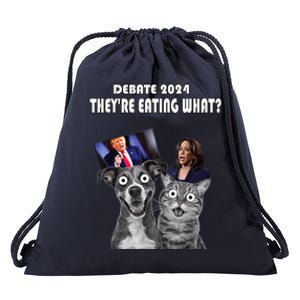 Funny Debate Election 2024 Pets Dog Cat TheyRe Eating What Drawstring Bag