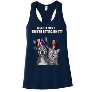 Funny Debate Election 2024 Pets Dog Cat TheyRe Eating What Women's Racerback Tank