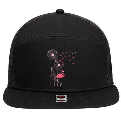 Flower Dandelion Exotic Animal Tropical Bird Pink Flamingo 7 Panel Mesh Trucker Snapback Hat