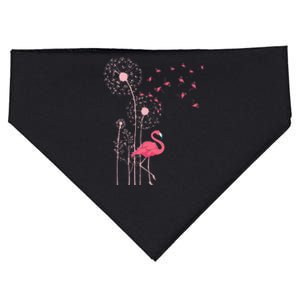 Flower Dandelion Exotic Animal Tropical Bird Pink Flamingo USA-Made Doggie Bandana