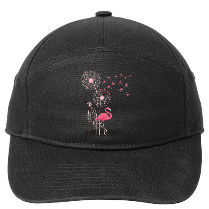 Flower Dandelion Exotic Animal Tropical Bird Pink Flamingo 7-Panel Snapback Hat