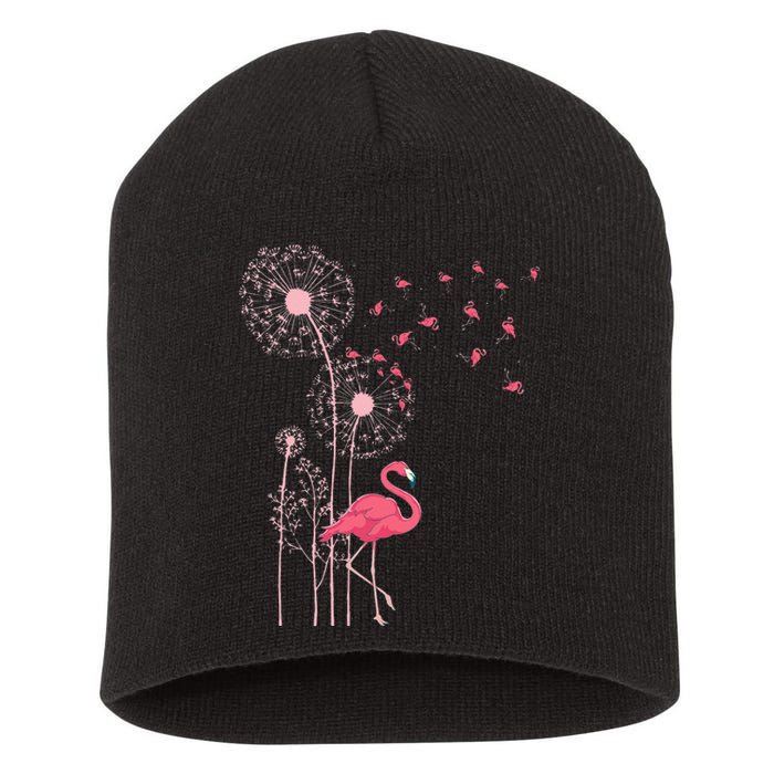 Flower Dandelion Exotic Animal Tropical Bird Pink Flamingo Short Acrylic Beanie