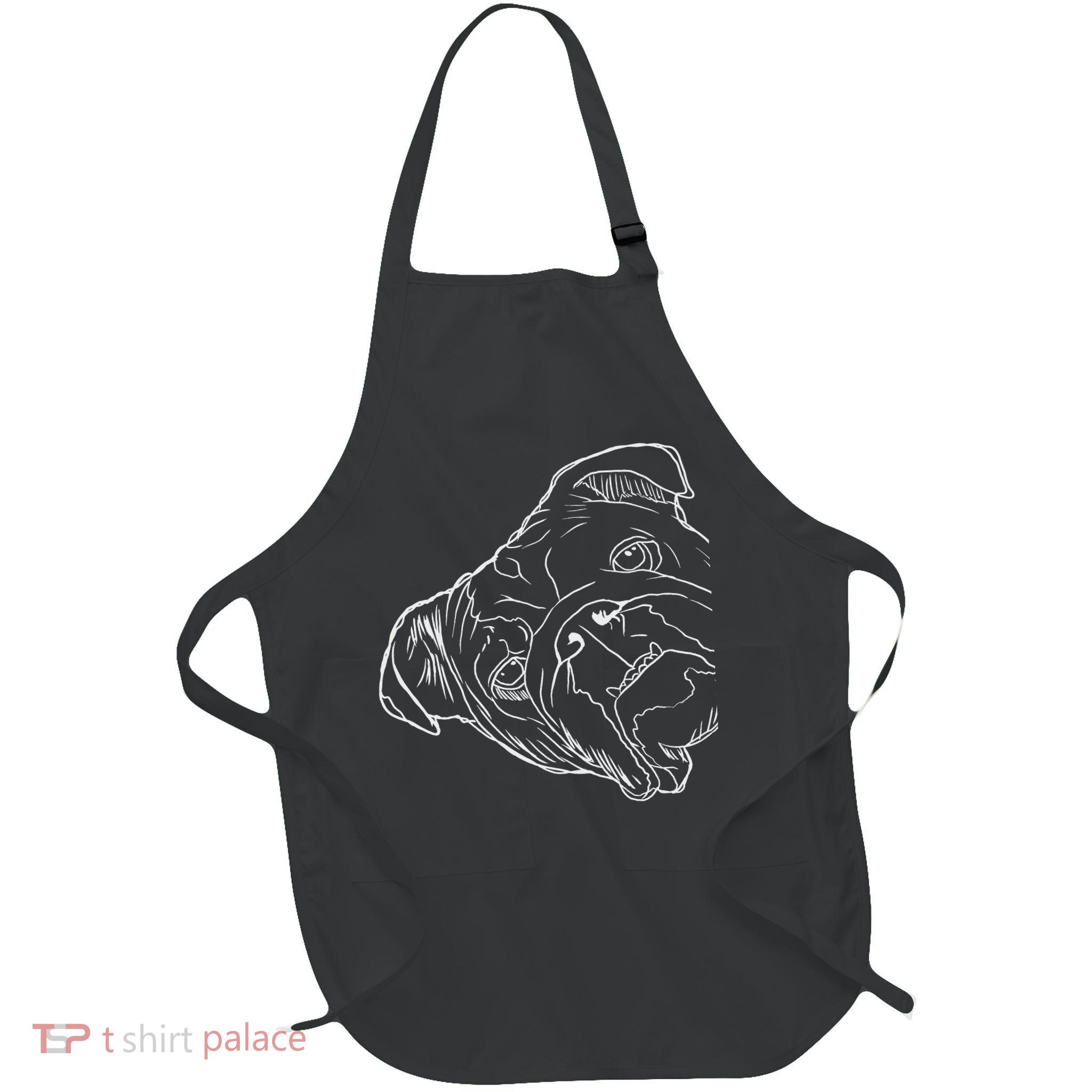 Funny Dog English Bulldog Full-Length Apron With Pockets