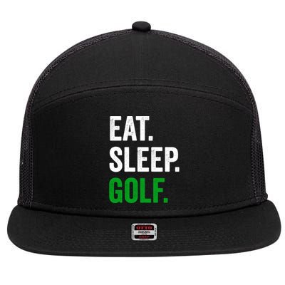 Father's Day Eat Sleep Golf Funny Golf Dad Gift For Dad 7 Panel Mesh Trucker Snapback Hat