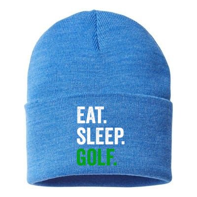 Father's Day Eat Sleep Golf Funny Golf Dad Gift For Dad Sustainable Knit Beanie