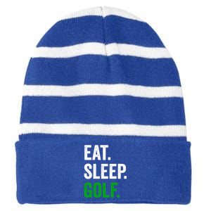 Father's Day Eat Sleep Golf Funny Golf Dad Gift For Dad Striped Beanie with Solid Band