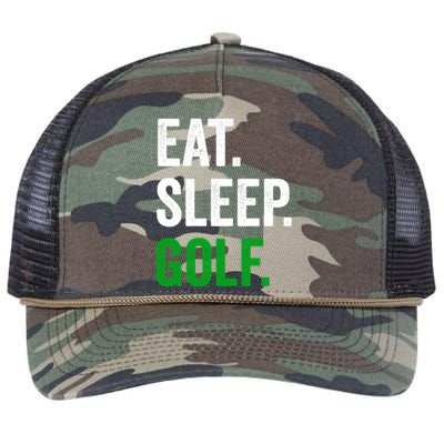 Father's Day Eat Sleep Golf Funny Golf Dad Gift For Dad Retro Rope Trucker Hat Cap