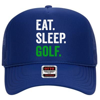 Father's Day Eat Sleep Golf Funny Golf Dad Gift For Dad High Crown Mesh Back Trucker Hat