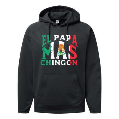 Fathers Day El Papa Mas Chingon Funny Mexican Dad Spanish Performance Fleece Hoodie